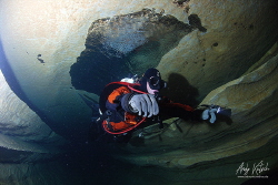 Diver in France in a cave / Lot by Andy Kutsch 